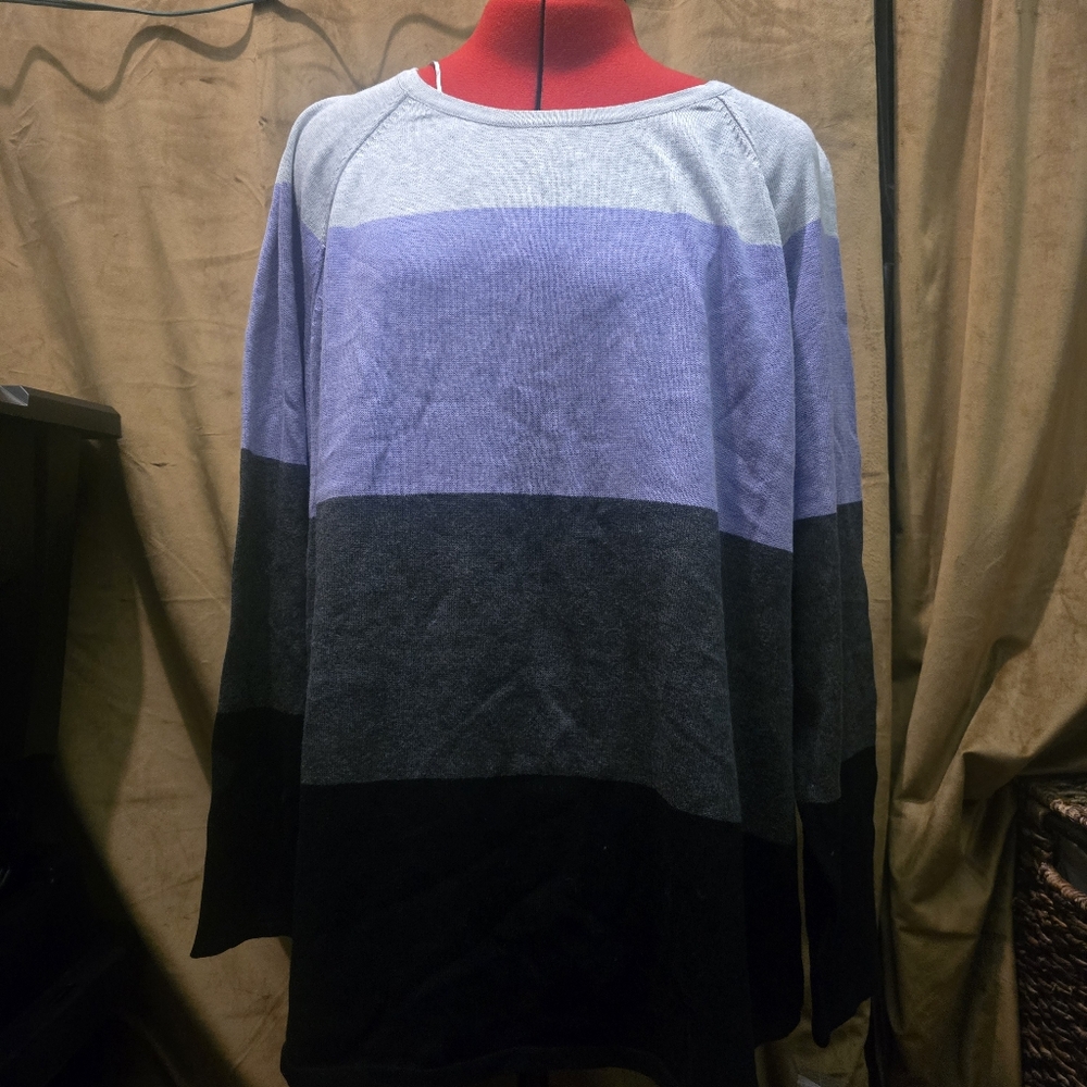 Karen Scott Purple and Gray Sweater